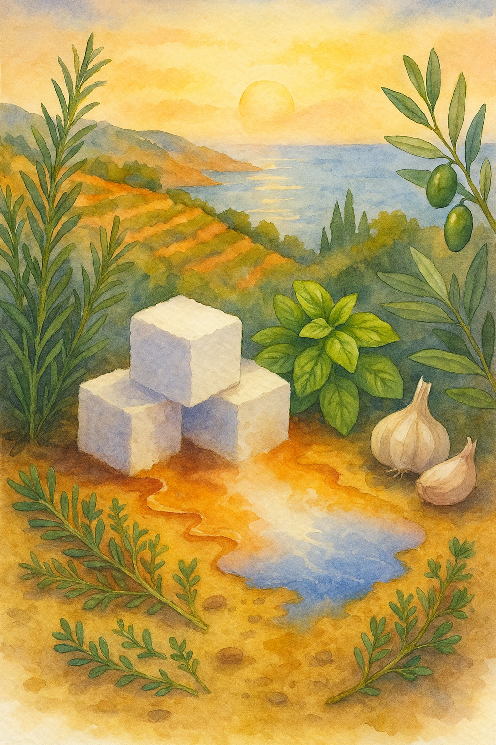 Paisaje mediterráneo con azúcar